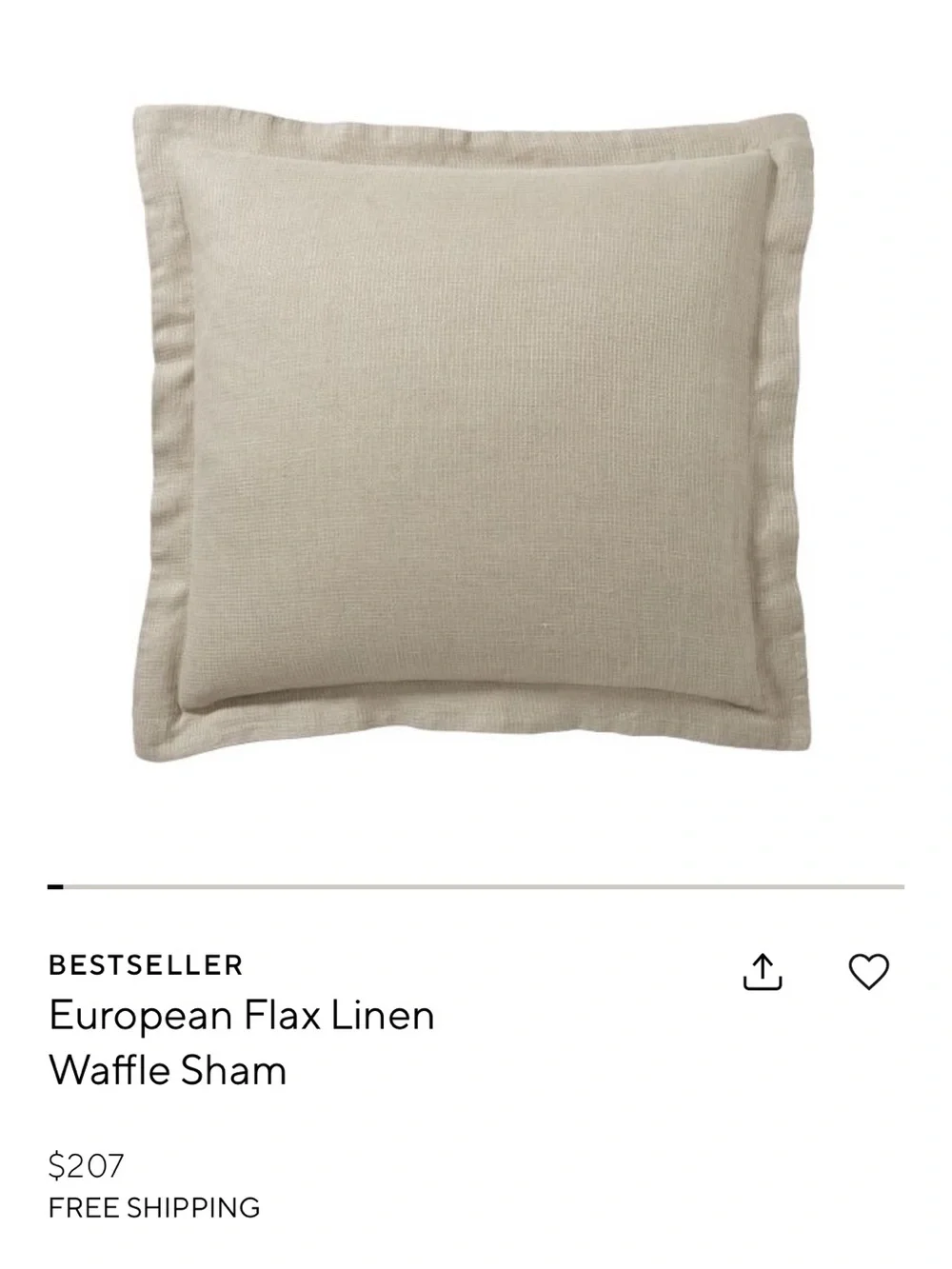 Pottery Barn European Flax Linen Waffle Sham - Dark Flax